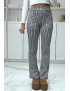 Pantalon blanc motif carreaux patte d'eph - 1