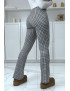 Pantalon blanc motif carreaux patte d'eph - 3