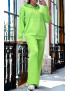 Ensemble vert anis sweat et palazzo en maille tricot très extensible - 3