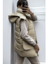 Ensemble 3 pièces doudoune sweat et jogging super épais en taupe - 1