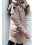 Longue doudoune marron avec sac et capuche amovible - 4