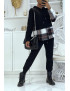 Ensemble de jogging noir avec pantalon effet push et sweet 2 en 1 sur chemise à carreaux tendance - 1