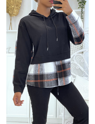 Ensemble de jogging noir avec pantalon effet push et sweet 2 en 1 sur chemise à carreaux tendance - 4