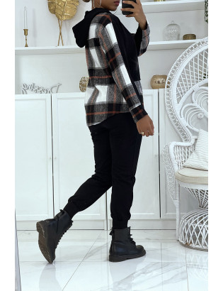 Ensemble de jogging noir avec pantalon effet push et sweet 2 en 1 sur chemise à carreaux tendance - 5