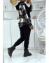 Ensemble de jogging noir avec pantalon effet push et sweet 2 en 1 sur chemise à carreaux tendance - 5