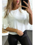 Blouse blanche over-size avec volants aux manches - 2