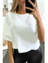 Blouse blanche over-size avec volants aux manches - 3