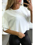 Blouse blanche over-size avec volants aux manches - 4