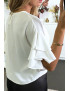 Blouse blanche over-size avec volants aux manches - 5