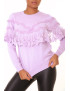 Pull lila à col rond et volants en dentelle - 3