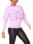 Pull lila à col rond et volants en dentelle - 4