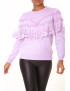 Pull lila à col rond et volants en dentelle - 6