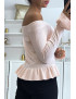 Pull rose à volant dans une douce matière extensible - 3