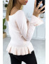 Pull rose à volant dans une douce matière extensible - 7