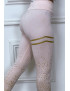 Legging rose avec taches et bandes dorées - 4