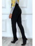 Pantalon noir coupe cigarette à élastique - 6