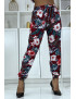 Pantalon fluide bordeaux à motif floral a-45 - 4
