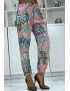 Pantalon fluide rose à motif floral a-14 - 4