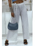 Pantalon imprimé fluide blanc - 1