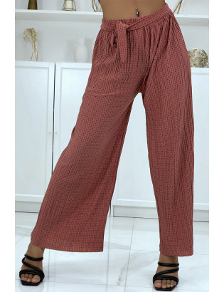 Pantalon imprimé fluide corail - 1