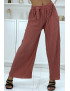 Pantalon imprimé fluide corail - 1