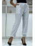 Pantalon fluide blanc à pois A-5 - 1
