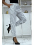 Pantalon fluide blanc à pois A-5 - 2