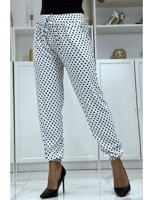 Pantalon fluide blanc à pois A-5 - 4