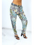 Pantalon fluide gris à rayures en pointillés et imprimé floral - 2
