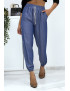 Pantalon cargo effet jean bleu royal - 3