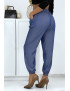 Pantalon cargo effet jean bleu royal - 4