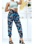 Pantalon à plumes bleu royal fluide élastique à la taille et aux chevilles - 2
