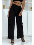 Pantalon palazzo noir plissé à motif - 1