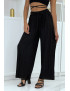 Pantalon palazzo noir plissé à motif - 2