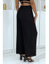 Pantalon palazzo noir plissé à motif - 3