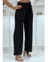Pantalon palazzo plissé noir avec joli motif - 1