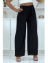 Pantalon palazzo plissé noir avec joli motif - 2