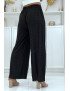 Pantalon palazzo plissé noir avec joli motif - 3
