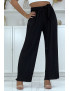 Pantalon palazzo plissé noir avec joli motif - 4