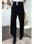 Pantalon palazzo fluide noir avec bande blanche - 5