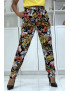 Pantalon fluide moutarde à motif floral B-59 - 2