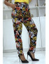 Pantalon fluide moutarde à motif floral B-59 - 3