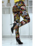 Pantalon fluide moutarde à motif floral B-59 - 4