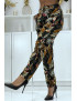 Pantalon fluide noir à motif floral B-23 - 3