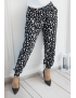 Pantalon ample noir à imprimé centaines de plumes - 1