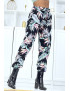 Pantalon à plumes vert d'eau fluide élastique à la taille et aux chevilles - 3