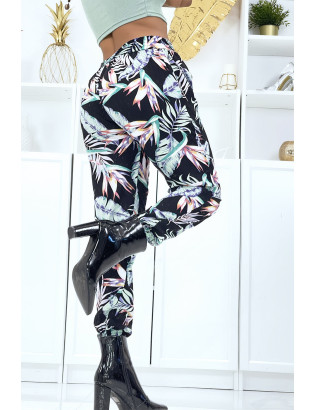 Pantalon à plumes vert d'eau fluide élastique à la taille et aux chevilles - 4