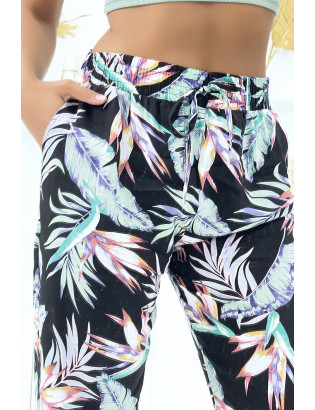 Pantalon à plumes vert d'eau fluide élastique à la taille et aux chevilles - 5