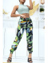 Pantalon à plumes vert anis fluide élastique à la taille et aux chevilles - 3