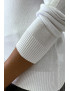Pull blanc col rond en maille tricot très extensible et très doux - 1